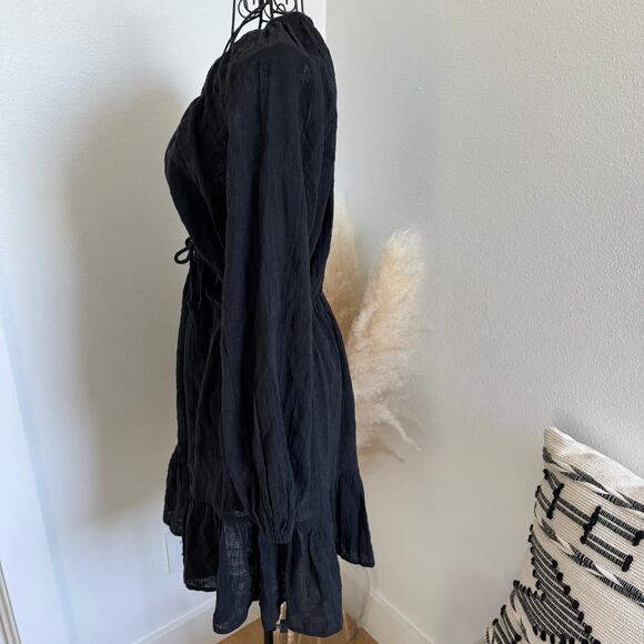 L*Space Feelin Fine Cut Out Long Sleeve Babydoll Cover Up Dress NEW Small - Picture 6 of 10